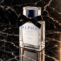 ALPHA Legacy Edition 50 mL from a three-quarter angle on black marble